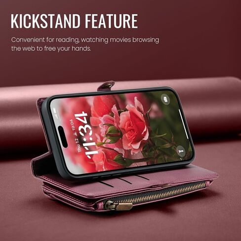 Defencase Compatible with Moto G - 2025 Case, RFID Blocking Wallet Case for Motorola Moto G 5G 2025 PU Leather Magnetic Flip Wrist Strap Zipper Card Holder Phone Cases for Women and Men, Purple in Saudi Arabia