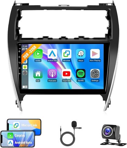 Naifay Android Car Radio for (Fit J.B.L الإصدار) Toyota Camry 2012 2013 2014 ، 2+32g 10.1inch touch screen for toyota camry head with carplay android auto Bluetooth fm gps wifi swc camera+can bus bus in Kuwait