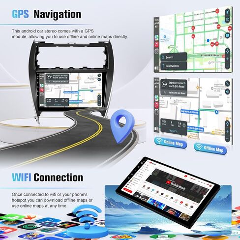 Naifay Android Car Radio for (Fit J.B.L الإصدار) Toyota Camry 2012 2013 2014 ، 2+32g 10.1inch touch screen for toyota camry head with carplay android auto Bluetooth fm gps wifi swc camera+can bus bus in Kuwait