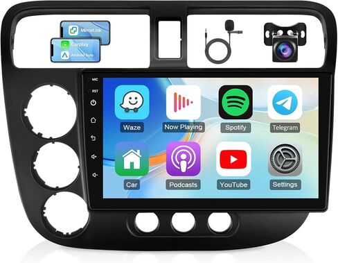 Car Stereo Radio for Honda Civic 2012 2013 2014 2015, Wireless Carplay Android Auto, 9 inch IPS Screen for Civic, GPS Navigation,Bluetooth,FM,SWC,Backup Camera, 2G+32G (Fit for Honda Civic 2012-2015) in Saudi Arabia