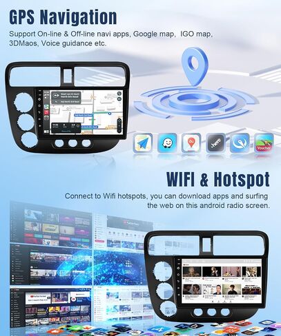 Car Stereo Radio for Honda Civic 2012 2013 2014 2015, Wireless Carplay Android Auto, 9 inch IPS Screen for Civic, GPS Navigation,Bluetooth,FM,SWC,Backup Camera, 2G+32G (Fit for Honda Civic 2012-2015) in Saudi Arabia