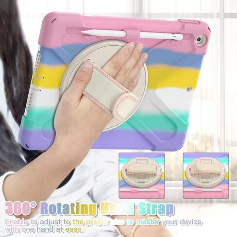 TSQQST iPad (A16) CASE 11/10th Generation 10.9 بوصة 2025/2022 مع حامي الشاشة | الصف العسكري | 360 دوار حامل وشريط كتف يدوي | سيليكون الوعرة حماية انخفاض في الخدمة الشاقة | أسود in Kuwait