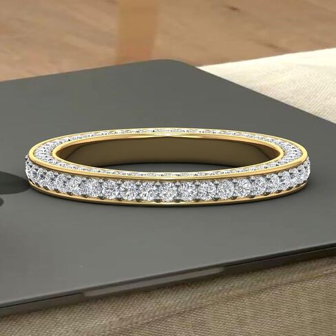 FINEROCK 1 CaratProng Set Diamond Ladies Wedding Eternity Ring in 14K Gold - IGI Certified in Saudi Arabia