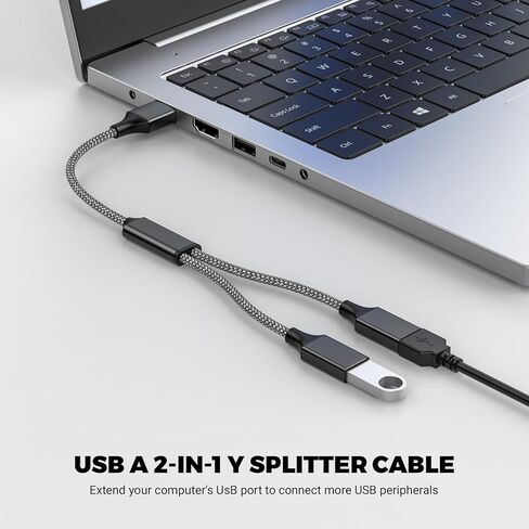 USB y Splitter 1 in 2 Out 1ft/30cm ، usb male to 2 cable for pc/laptop/macbook/keyboard/ps4/ps5/flash drive/et etc. in Kuwait