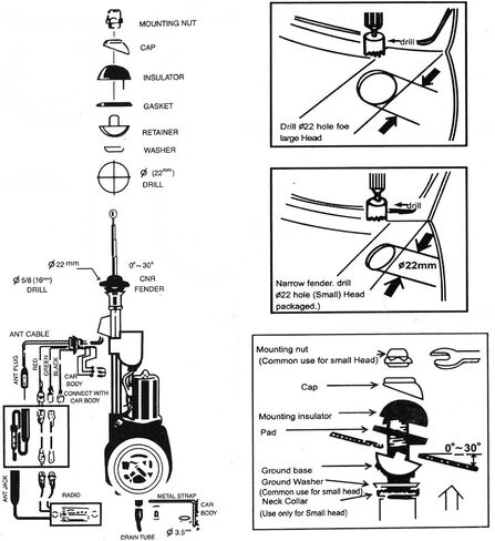 Spec-D Tuning Universal Car Automatic Power AM FM Radio Mast Antenna 12V Replacement Kit + Cable + Wires in Saudi Arabia