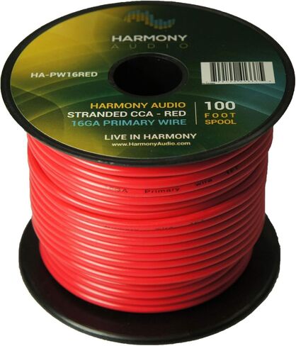 Harmony Audio Primary Conductor 16 Gauge Power أو Work Wire - 2 Rolls - 200 قدم - Red & Black for Car Audio/Trailer/Model Train/Remote in Saudi Arabia