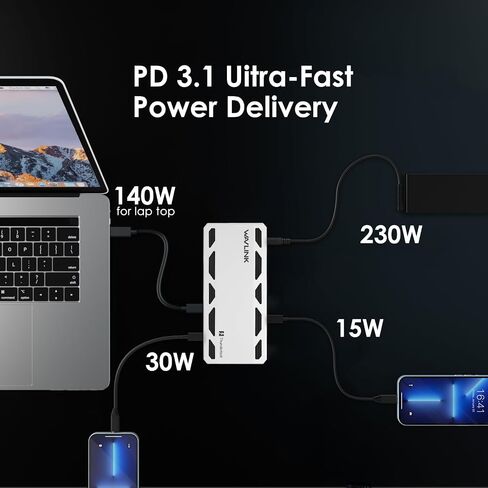 WAVLINK Thunderbolt 5 Docking Station, 12-in-1 Thunderbolt 5 Dock with 120Gbps Max Transfer, 140W PD, 2.5G Ethernet Port, 4X USB-A 3.2 Gen 2, SD 4.0, 8K Display for Thunderbolt 5/4 Laptops in Saudi Arabia