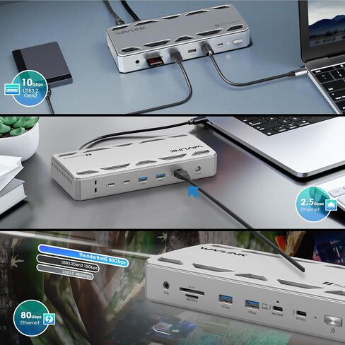 WAVLINK Thunderbolt 5 Docking Station, 12-in-1 Thunderbolt 5 Dock with 120Gbps Max Transfer, 140W PD, 2.5G Ethernet Port, 4X USB-A 3.2 Gen 2, SD 4.0, 8K Display for Thunderbolt 5/4 Laptops in Saudi Arabia