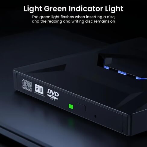 مسجل محرك أقراص ضوئي 5-in-1 CD DVD خارجية مشغل DVD USB3.0/TYPE-C مع محور USB وقارئ توسيع Card-Inseristable لجهاز الكمبيوتر المحمول Windows Mac Linux in Kuwait