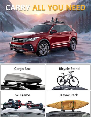 Tuyoung 260lbs Roof Rack Cross Bars Compatible with Subaru Crosstrek 2024 with Side Rails, Heavy Duty Aluminum Lockable Roof Crossbars Rooftop Luggage Racks Carrier Black in Kuwait