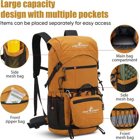 Bseash 30L Lightweight Hiking Backpack, Outdoor Sport Waterproof Travel Bag Daypack for Cycling Climbing Skiing (Yellow) in Kuwait