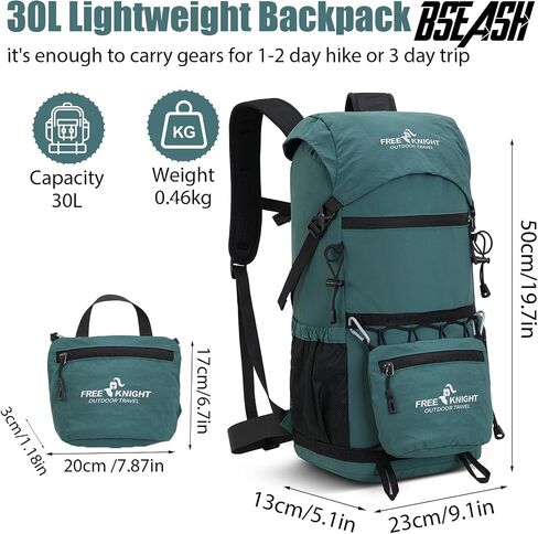 Bseash 30L Lightweight Hiking Backpack, Outdoor Sport Waterproof Travel Bag Daypack for Cycling Climbing Skiing (Yellow) in Kuwait