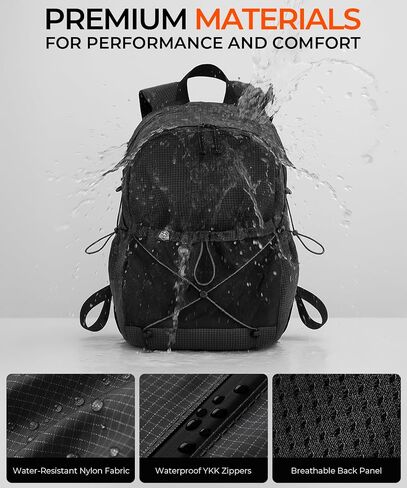 Lightweight Hiking Backpack, Camping Backpack 20L Small Backpacks Water Resistant Daypack for Women Men (Black) in Saudi Arabia