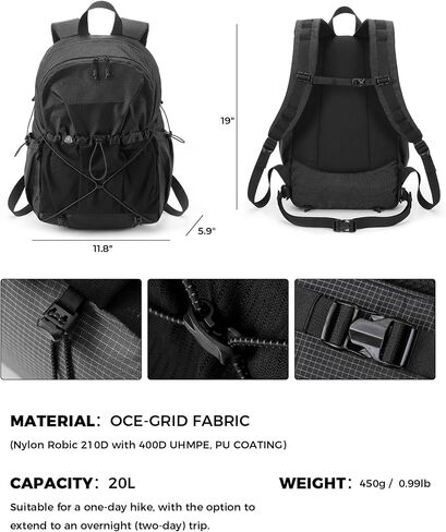 Lightweight Hiking Backpack, Camping Backpack 20L Small Backpacks Water Resistant Daypack for Women Men (Black) in Saudi Arabia