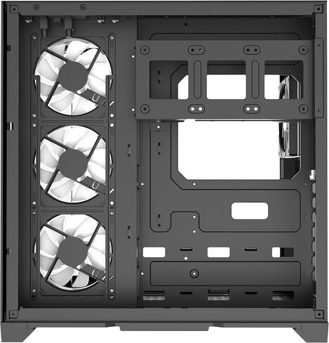 PC Gaming ATX Case Iceberg Crystal Edge Full Panoramic View Three Sides Pridged Glass Window مع سبعة مراوح عالية الأداء ARGB (أسود) in Kuwait