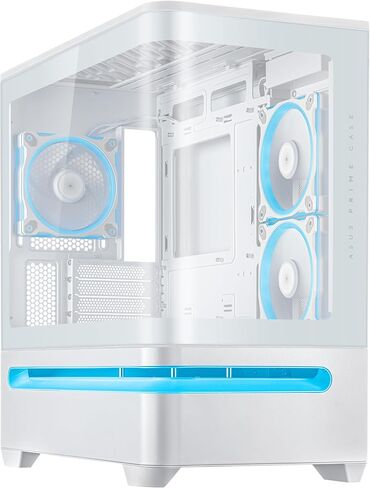 ASUS PRIME AP202 Argb White Matx Case مع زجاج منحني بالكامل ، يدعم بطاقات الرسومات التي يصل طولها إلى 420 مم ، بطول 360 ملم ، وسكان سهلة التخلص من فتحات الفتحة ، وثلاثة من عشاق ArgB المدمجة in Saudi Arabia