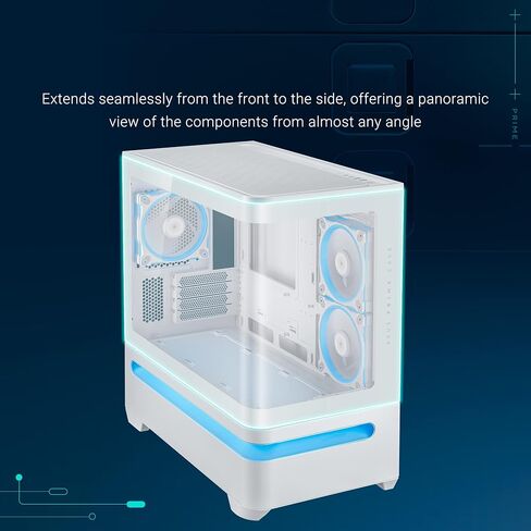 ASUS PRIME AP202 Argb White Matx Case مع زجاج منحني بالكامل ، يدعم بطاقات الرسومات التي يصل طولها إلى 420 مم ، بطول 360 ملم ، وسكان سهلة التخلص من فتحات الفتحة ، وثلاثة من عشاق ArgB المدمجة in Saudi Arabia