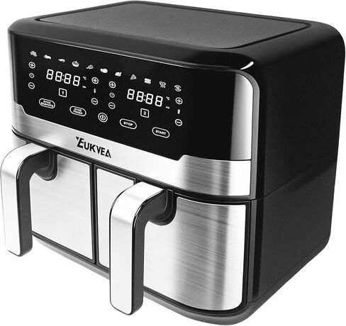 Dual Basket Air Fryer 9.5QT, 2 Non - stick Drawer Ovens with 11 in 1 Cooking Presets, Sync Cooking Finish, No Oil Required, Crispy and Aromatic, Digital Control, 2400W Power, Dishwasher Safe, Black in Saudi Arabia