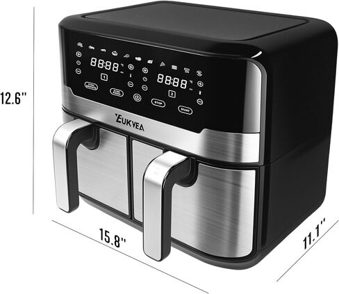 Dual Basket Air Fryer 9.5QT, 2 Non - stick Drawer Ovens with 11 in 1 Cooking Presets, Sync Cooking Finish, No Oil Required, Crispy and Aromatic, Digital Control, 2400W Power, Dishwasher Safe, Black in Saudi Arabia
