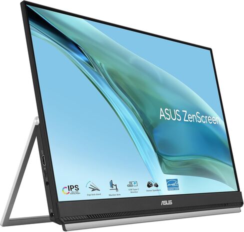 ASUS ZenScreen 24" 1080P Portable USB Monitor (MB249C) - FHD, IPS, Type-C, Speaker, Multi-stand Design, Kickstand, C-clamp Arm, Partition Hook, Carrying Handle, Work From Home Monitor, 3-Year Warranty in Saudi Arabia