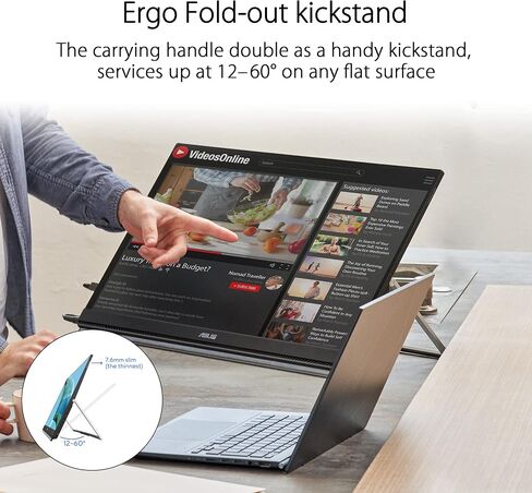 ASUS ZenScreen 24" 1080P Portable USB Monitor (MB249C) - FHD, IPS, Type-C, Speaker, Multi-stand Design, Kickstand, C-clamp Arm, Partition Hook, Carrying Handle, Work From Home Monitor, 3-Year Warranty in Saudi Arabia