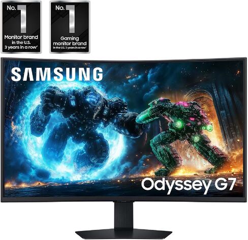 Samsung 37" Odyssey G7 (G75F) 4K UHD Resolution, 165Hz, Curved Gaming Monitor, 1ms Response Time (GtG), VESA DisplayHDR™ 600, AMD FreeSync™ Premium Pro, LS37FG75DENXZA, 2025 in Saudi Arabia