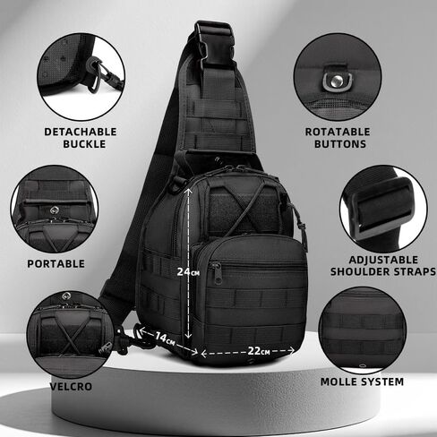 J.Sh 4-in-1 حزمة الصدر التكتيكي مع حقيبة Crossbody System System Hidden Cread ، ومثالية مقاومة للماء ومقاومة للمهياج in Kuwait
