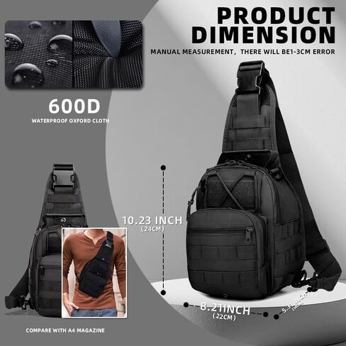J.Sh 4-in-1 حزمة الصدر التكتيكي مع حقيبة Crossbody System System Hidden Cread ، ومثالية مقاومة للماء ومقاومة للمهياج in Kuwait