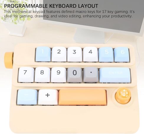 لوحة مفاتيح Zunate قوية مع 17 مفتاحًا قابلاً للبرمجة ، NUPTING USB C Mechanical Numpad لجهاز الكمبيوتر المحمول ، 12 أوضاع إضاءة ، دعم مبادلة مفتاح الساخنة ، التوصيل والتشغيل (الأصفر) in Kuwait