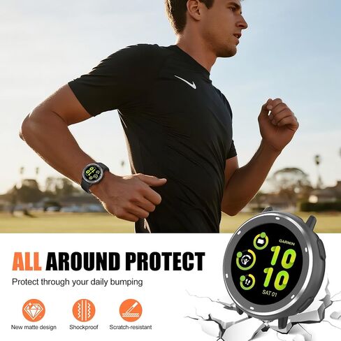 BEARDDO 2 في 1 حالة معدنية لـ Garmin Vivoactive 5 مع تغطية TPU الخلفية ، غطاء وقائي مقاوم للصدمات وعرة مع إكسسوارات القماش التنظيف لـ Garmin Vivoactive 5 Smartwatch Bezel (Dark Gray) in Kuwait