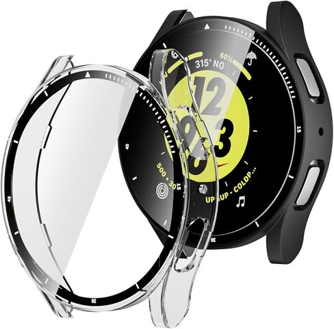 علبة 2 عبوة مع واقي شاشة زجاجي مقسى لـ Samsung Galaxy Watch 8 40 مم ، غطاء محكم الكمبيوتر الشخصي الكامل تمامًا ، المصد المدمج لمجرة Galaxy Watch 8 40mm ، Clear+ Clear in Kuwait