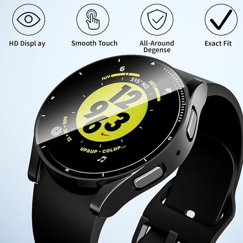 علبة 2 عبوة مع واقي شاشة زجاجي مقسى لـ Samsung Galaxy Watch 8 40 مم ، غطاء محكم الكمبيوتر الشخصي الكامل تمامًا ، المصد المدمج لمجرة Galaxy Watch 8 40mm ، Clear+ Clear in Kuwait