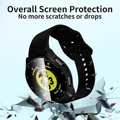 علبة 2 عبوة مع واقي شاشة زجاجي مقسى لـ Samsung Galaxy Watch 8 40 مم ، غطاء محكم الكمبيوتر الشخصي الكامل تمامًا ، المصد المدمج لمجرة Galaxy Watch 8 40mm ، Clear+ Clear in Kuwait