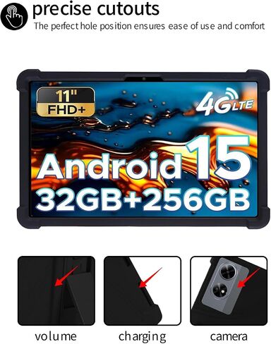 لـ Doogee Tab G6+ Tablet 11 بوصة لوحي ، Bovugac Soft Silicone Stand Stand Stand Stand Froofchproof Friends for Doogee Tab G6 11 "Tablet (Black) in Kuwait