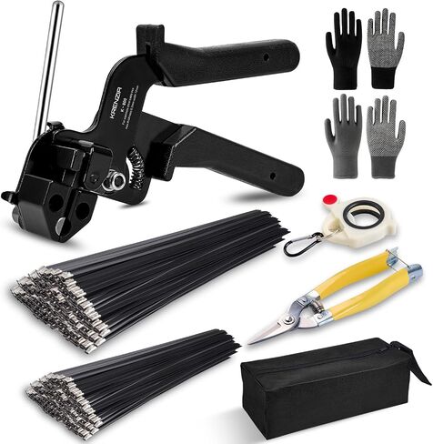 Stainless Steel Cable Tie Gun Kit：With 300pcs Uv Resistant Black Metal Zip Ties Heavy Duty Outdoor (150 Each of 8, 12 Inch) Adjustable Fastening Cutting Tie Tool Sets，for Chainlink Fence，Exhaust Wrap in Saudi Arabia