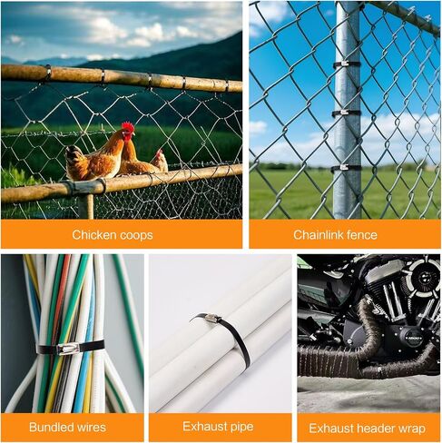Stainless Steel Cable Tie Gun Kit：With 300pcs Uv Resistant Black Metal Zip Ties Heavy Duty Outdoor (150 Each of 8, 12 Inch) Adjustable Fastening Cutting Tie Tool Sets，for Chainlink Fence，Exhaust Wrap in Saudi Arabia