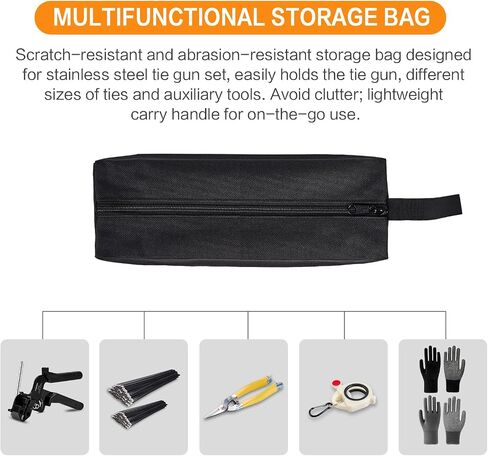 Stainless Steel Cable Tie Gun Kit：With 300pcs Uv Resistant Black Metal Zip Ties Heavy Duty Outdoor (150 Each of 8, 12 Inch) Adjustable Fastening Cutting Tie Tool Sets，for Chainlink Fence，Exhaust Wrap in Saudi Arabia