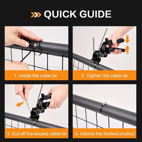 Stainless Steel Cable Tie Gun Kit：With 300pcs Uv Resistant Black Metal Zip Ties Heavy Duty Outdoor (150 Each of 8, 12 Inch) Adjustable Fastening Cutting Tie Tool Sets，for Chainlink Fence，Exhaust Wrap in Saudi Arabia