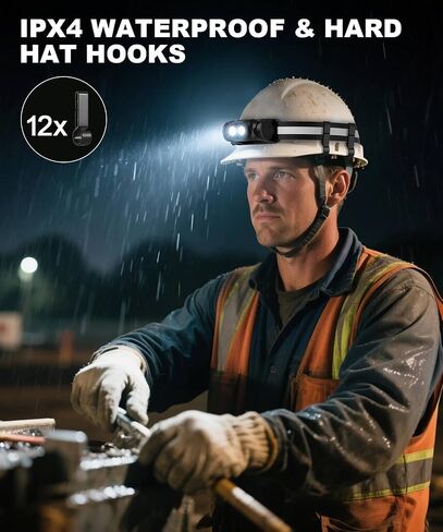 Rechargeable Headlamp 3PCS, High Lumens Bright Head Lamp Led with Motion Sensor, 4 Modes, Magnet, Detachable Flashlight & Headband for Adult,Running,Outdoor,Emergency,Hard Hat Light in Kuwait
