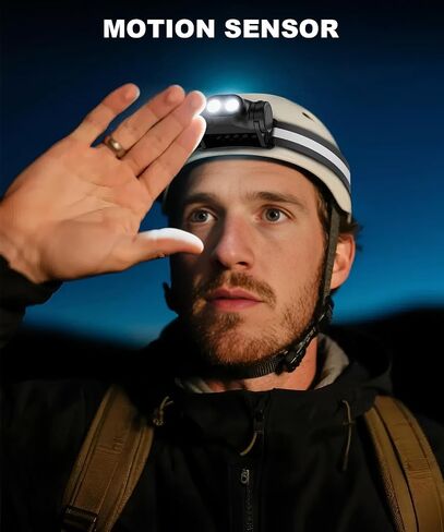 Rechargeable Headlamp 3PCS, High Lumens Bright Head Lamp Led with Motion Sensor, 4 Modes, Magnet, Detachable Flashlight & Headband for Adult,Running,Outdoor,Emergency,Hard Hat Light in Kuwait