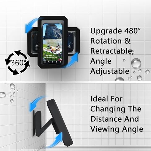 Shower Phone Holder Waterproof-360°Adjustable Rotation, Waterproof Anti Fog Case with Touch Screen for Bathroom Bathtub, Shower Phone Case Holder for Bathroom Wall Mirror in Saudi Arabia