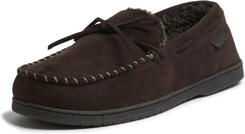 Dearfoams Men's Microsuede Moccasin with Tie Slipper in Saudi Arabia