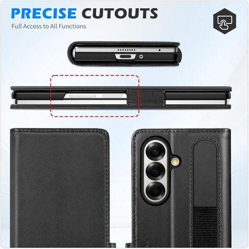 SHIELDON Case for Galaxy Z Fold7 8.0", Genuine Leather Wallet Case, RFID Blocking Card Slot, Kickstand, Magnetic Closure Protective Case Compatible with Galaxy Z Fold 7 2025 - Black in Saudi Arabia
