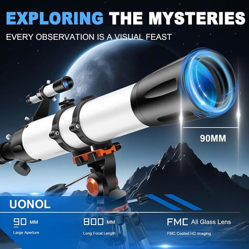 Telescope for Adults High Powered 90mm Large Aperture 800mm,Refractor Telescopes for Astronomy Beginners with Carry Bag in Saudi Arabia
