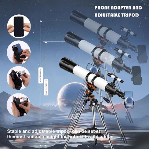 Telescope for Adults High Powered 90mm Large Aperture 800mm,Refractor Telescopes for Astronomy Beginners with Carry Bag in Saudi Arabia