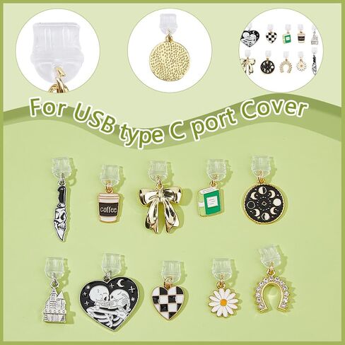DICOSMETIC Dust Plug Charms Bulk Alloy Enamel Type-C USB Charging Port Charm Cell Phone Charm Plug Cover USB C Port Cap Protector Pendant for Cellphone Tablet Charging Ports Dust in Kuwait