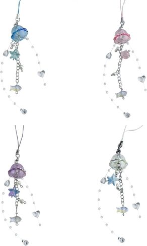 Elegant Jellyfish Inspired Phone Charm Portable Keychain with Crystal Star and Pearls Accents for Phone Accessorizing in Saudi Arabia
