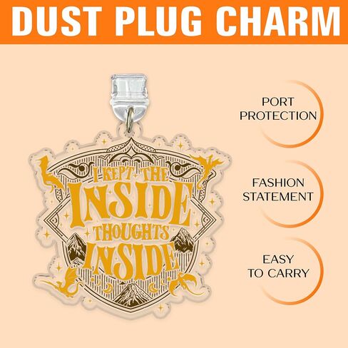 Set 2pcs لقد أبقيت أفكار Insight في الداخل ، حسناً ، سحر قابس الغبار F*ck kindle charms charm 1.5 بوصة من التنين المنطقي الرابع اقرأ البرق/النوع c acrylic materials for e-Reader in Kuwait