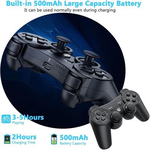 esunlau اللاسلكي اللاسلكي تحكم بلوتوث Gamepad لـ PS 3 مع عصا التحكم. يتضمن كابل USB. in Kuwait