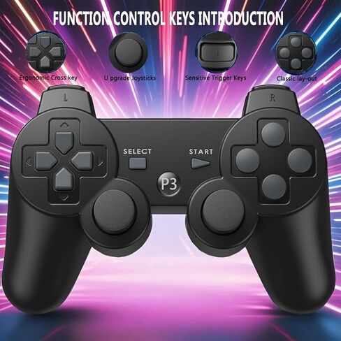 esunlau اللاسلكي اللاسلكي تحكم بلوتوث Gamepad لـ PS 3 مع عصا التحكم. يتضمن كابل USB. in Kuwait